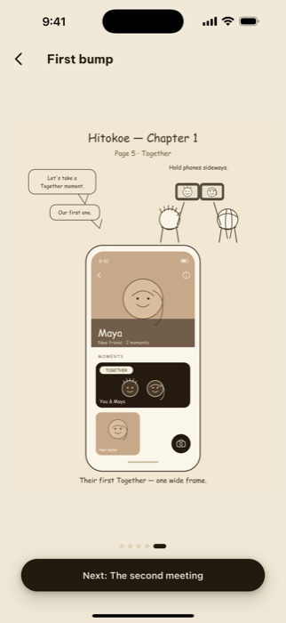 The how-it-works comic — Lucky and Maya